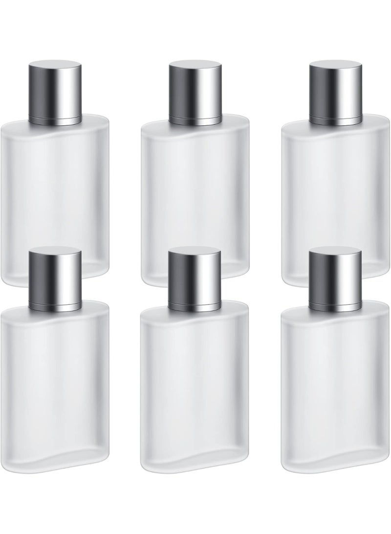 6 Pcs 100ml Frosted Glass Bottle Perfume Atomizer Refillable Spray Empty Perfume Bottles Fine Mist Atomizer Cosmetic Container for Travel (Silver) - Image 1